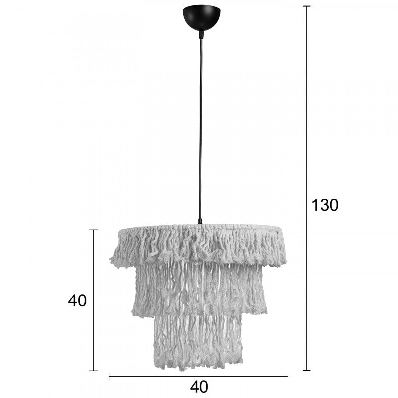 Φωτιστικό Μονόφωτο Boho Σχοινί Εκρού Ε27 Φ40