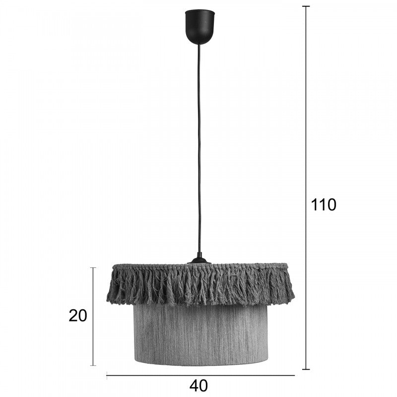 Φωτιστικό Μονόφωτο Boho Σχοινί Καφέ/Μελί Ε27 Φ40