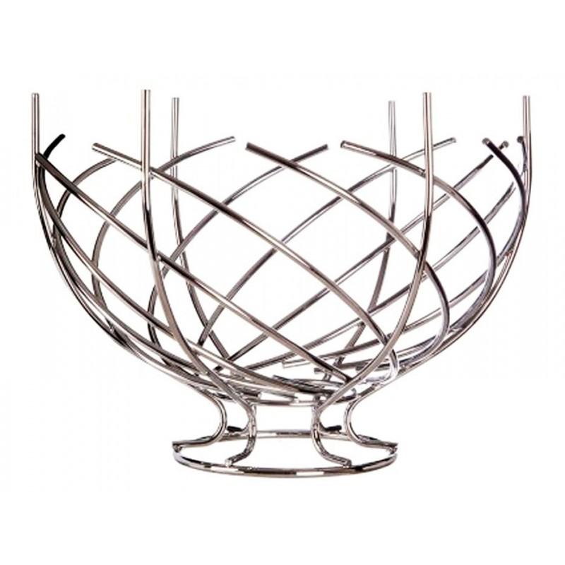 Φρουτιέρα με Πόδι Μεταλλική Ασημί 37x30x14