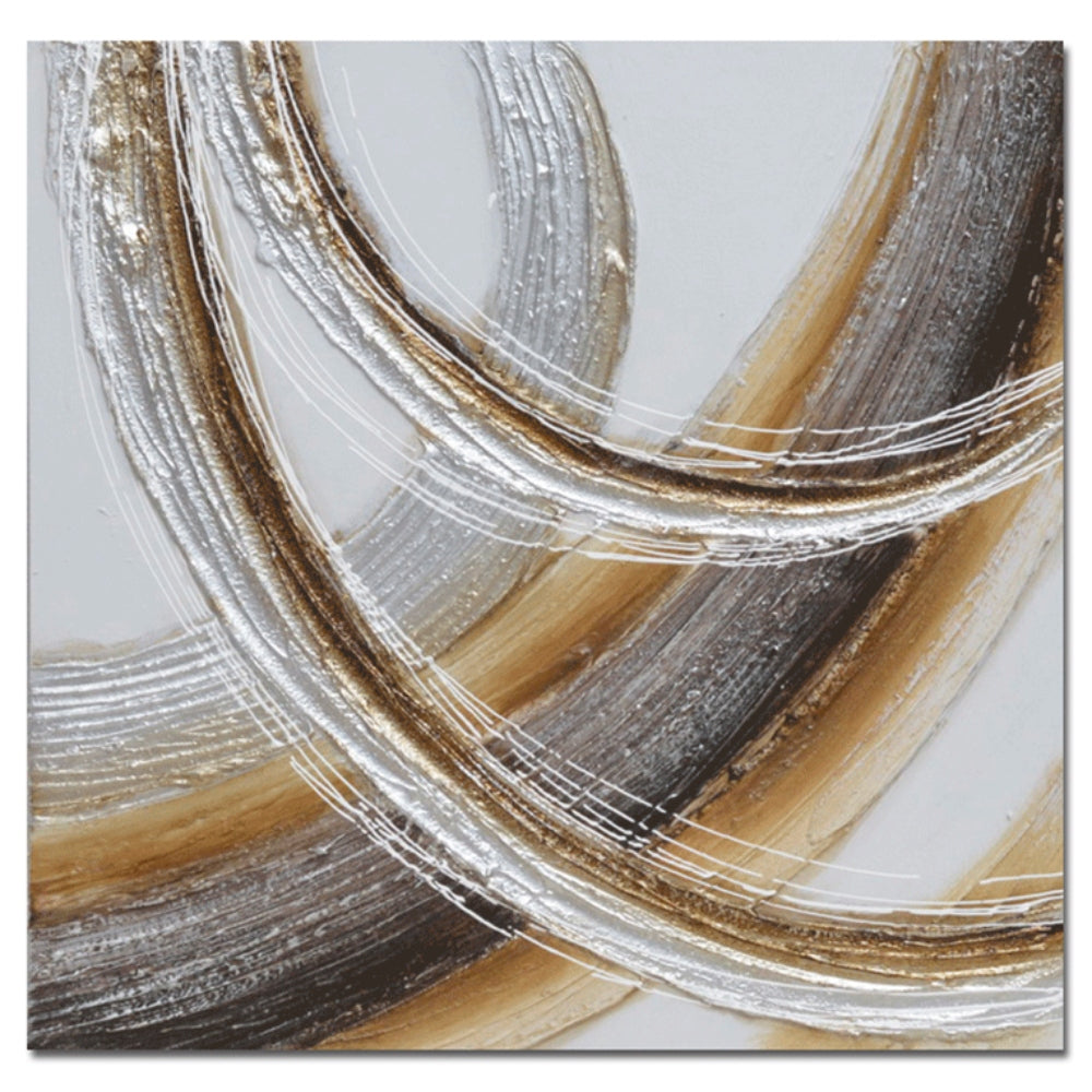 Πίνακας 'Αφηρημένοι Κύκλοι' Καμβάς Λευκός/Καφέ 50x3x50