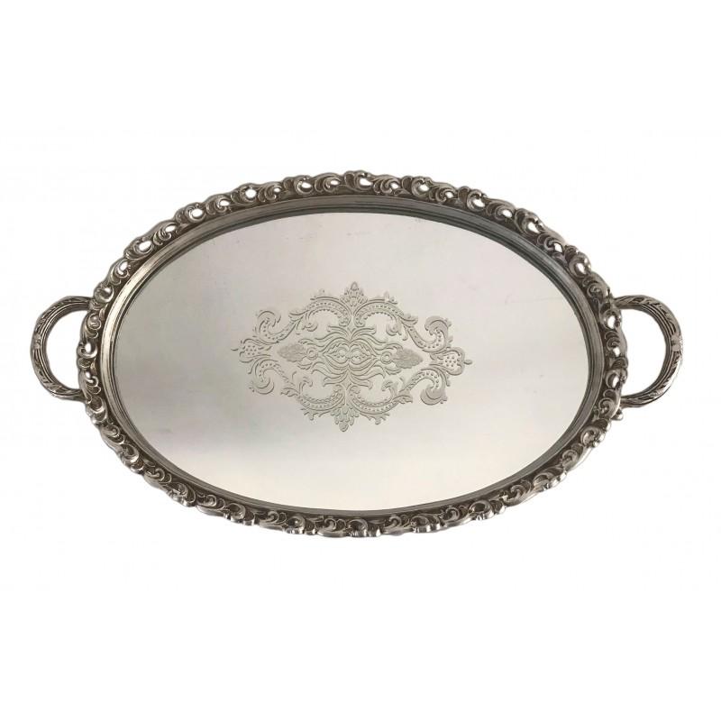 Δίσκος με Καθρέπτη Πολυρεσίνης Ασημί 49x29x3