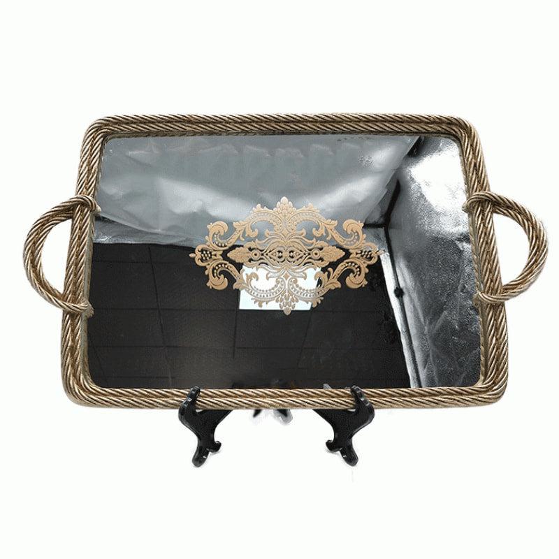 Δίσκος με Καθρέπτη Πολυρεσίνης Χρυσός 49x30x4