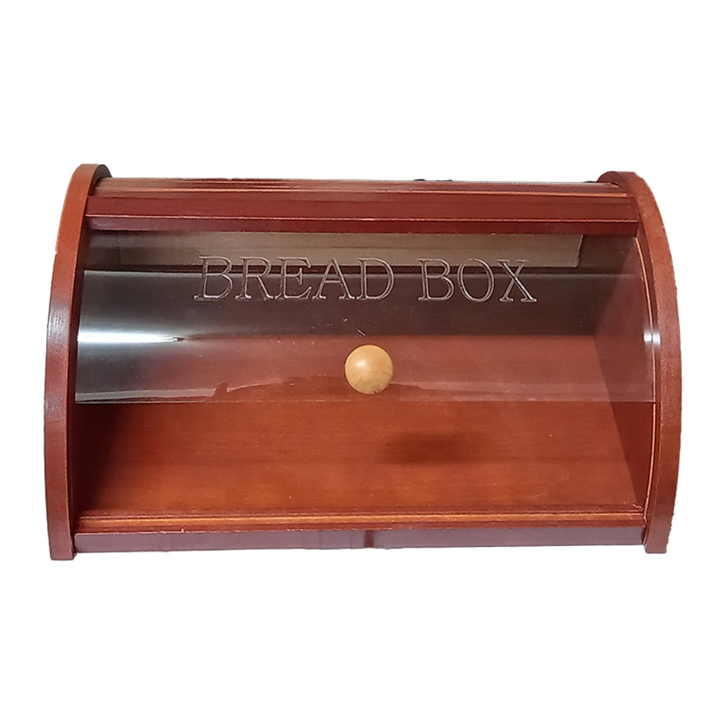 Ψωμιέρα με Συρόμενο Καπάκι Ξύλινη Καφέ 35x27x15