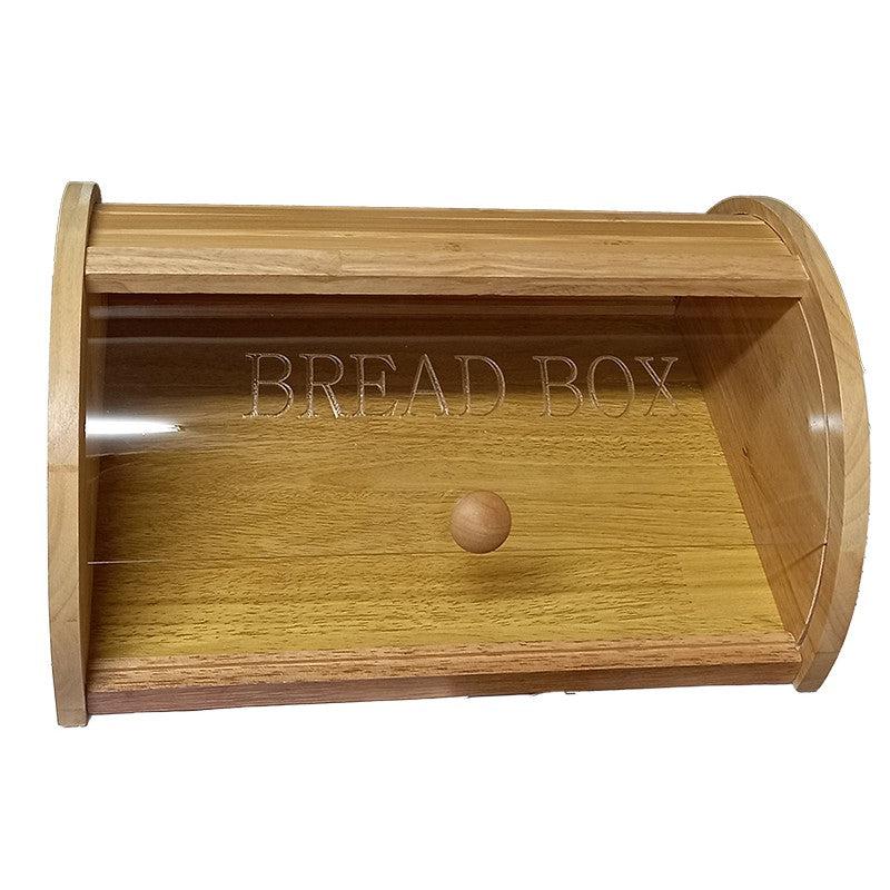 Ψωμιέρα με Συρόμενο Καπάκι Ξύλινη Φυσική 35x27x15