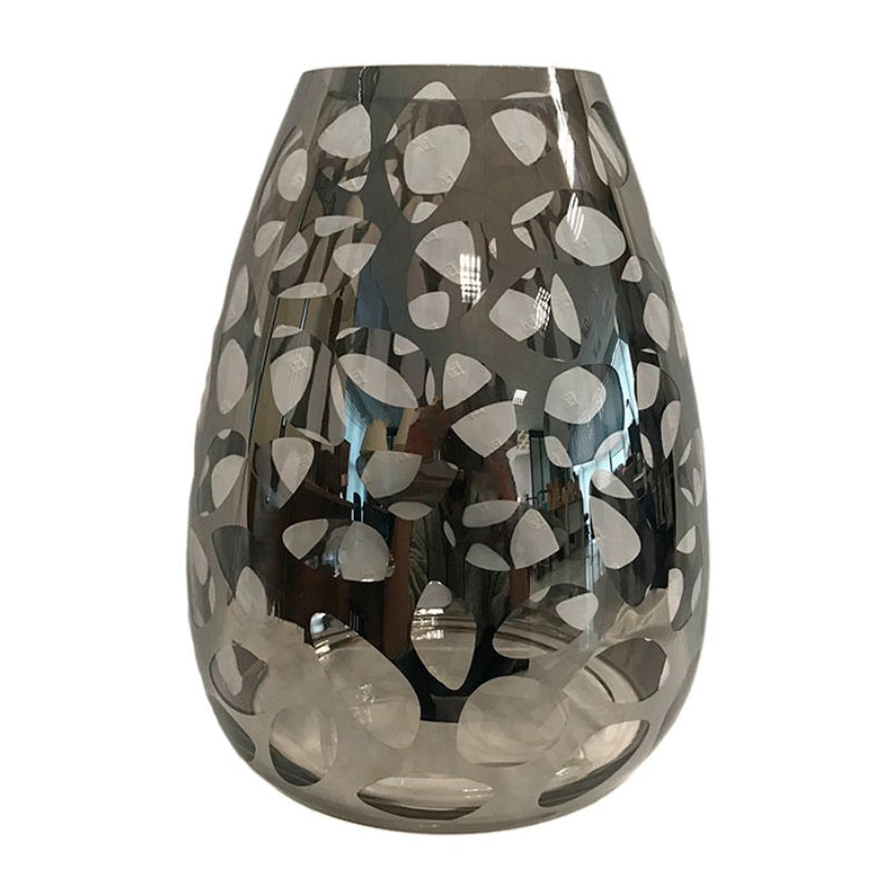 Βάζο Γυάλινο Ασημί/Διάφανο 22x22x27