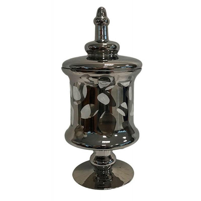 Φοντανιέρα Γυάλινη Ασημί/Διάφανη 17x17x42