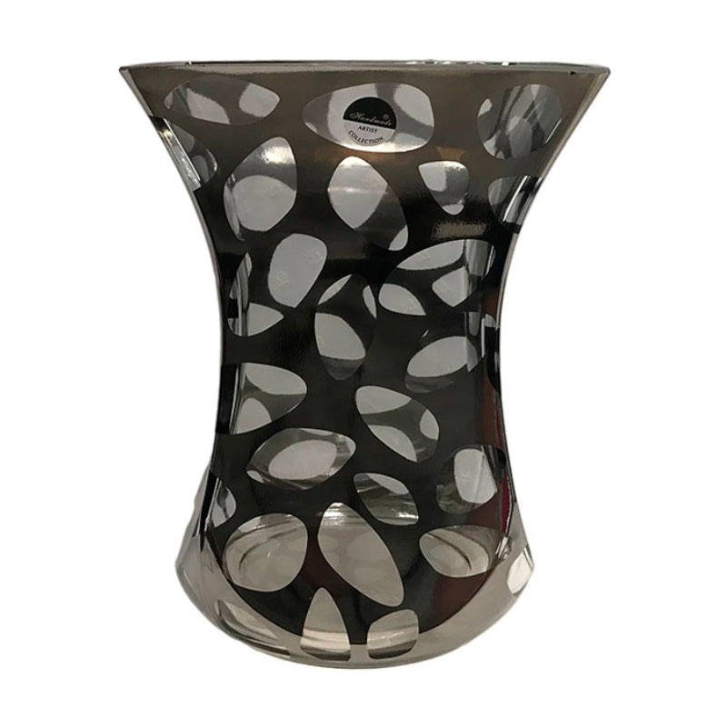 Βάζο Γυάλινο Ασημί/Διάφανο 26x26x29