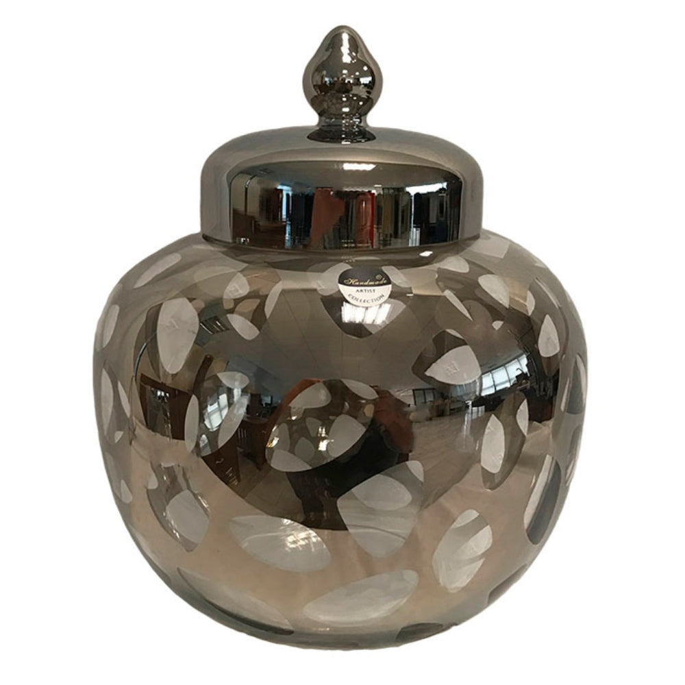 Φοντανιέρα Γυάλινη Ασημί/Διάφανη 27x27x23