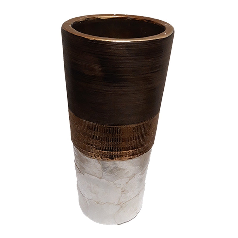 Βάζο Κεραμικό Καφέ/Λευκό 13x13x34