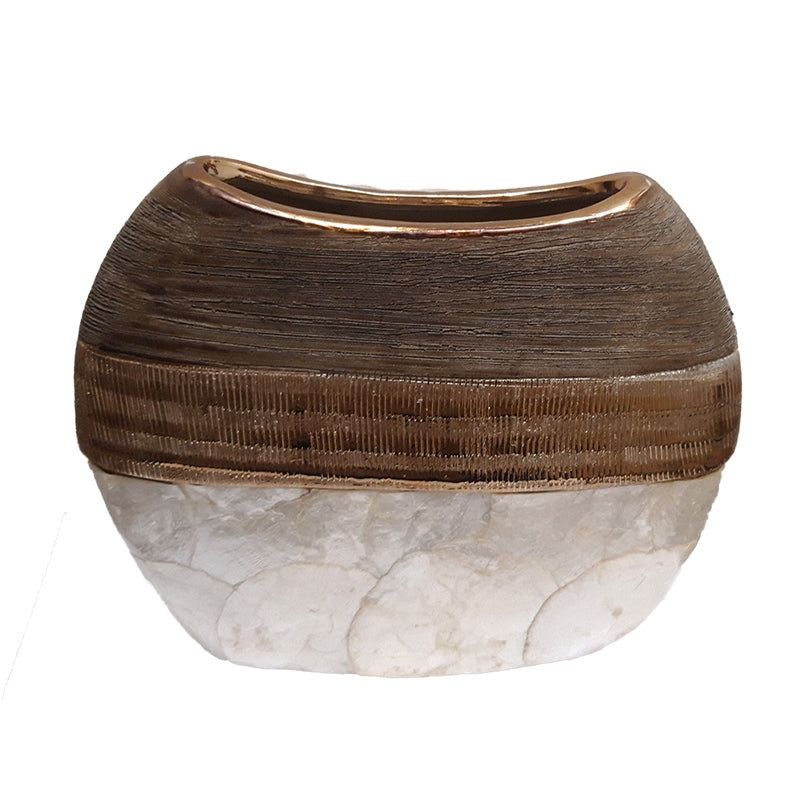 Βάζο Κεραμικό Καφέ/Λευκό 25x8x20