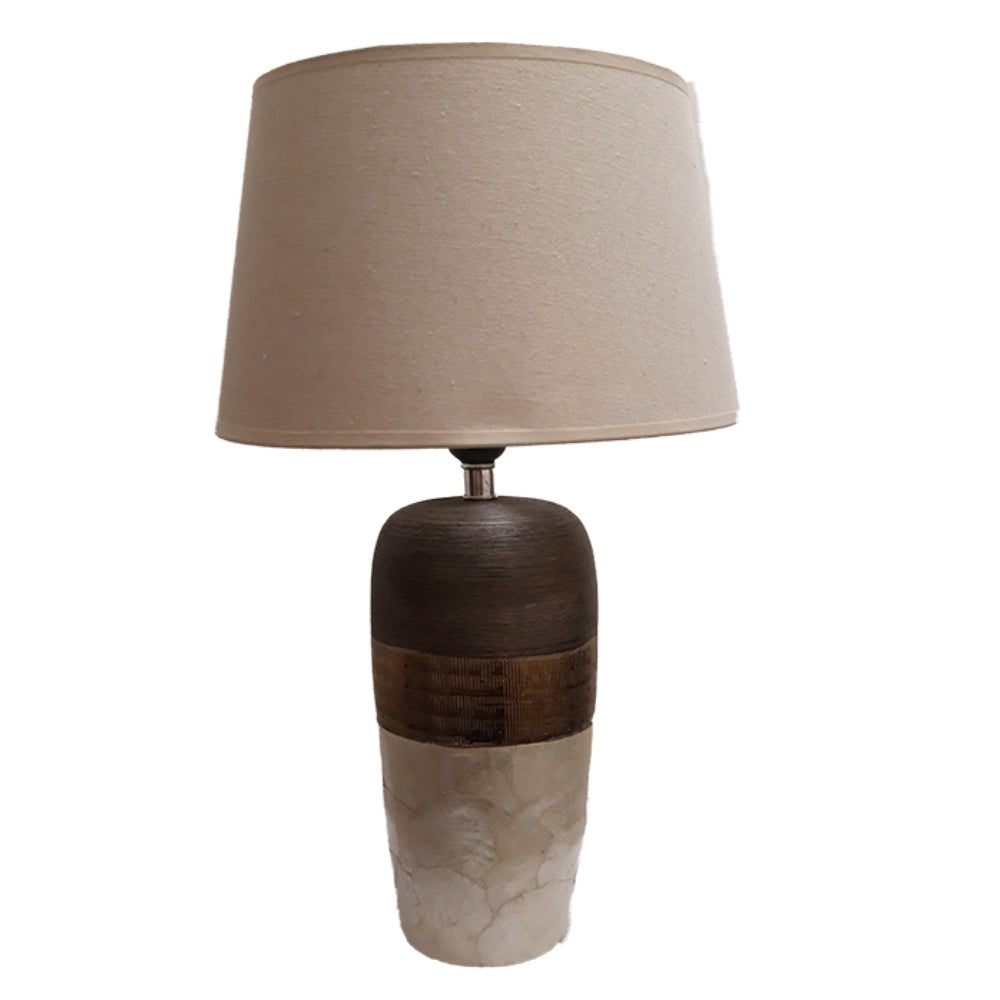 Επιτραπέζιο Φωτιστικό Κεραμικό Καφέ/Λευκό 14x14x53