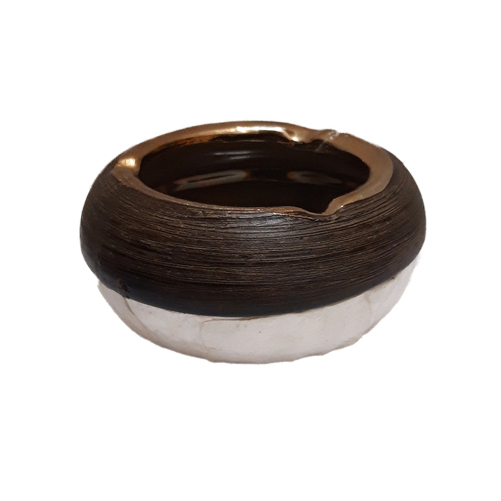 Σταχτοδοχείο Κεραμικό Χρυσό/Λευκό 15x15x4