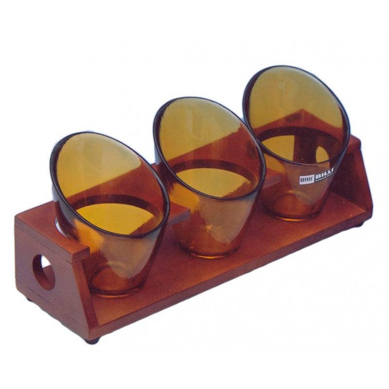 Ορντεβιέρα 3 Θέσεων Γυάλινη/Ξύλινη Καφέ 32x10x13