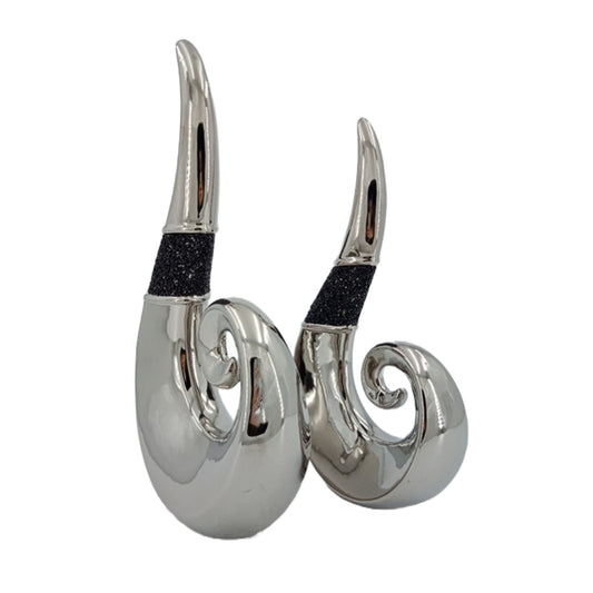 Επιτραπέζιο Διακοσμητικό 'Φλόγα' Κεραμικό Ασημί/Μαύρο 24x11x41