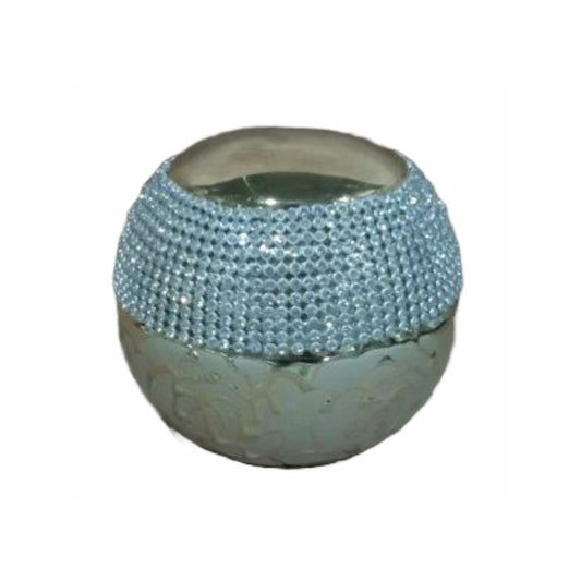 Karvounis Διακοσμητική Μπάλα με Στρας Κεραμική Εκρού/Ασημί H2372-10-1F19C