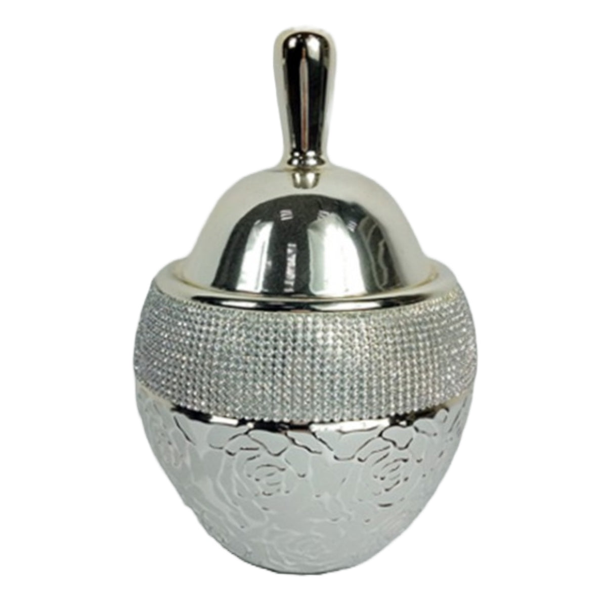 Φοντανιέρα με Στρας Κεραμική Ασημί 16x16x25