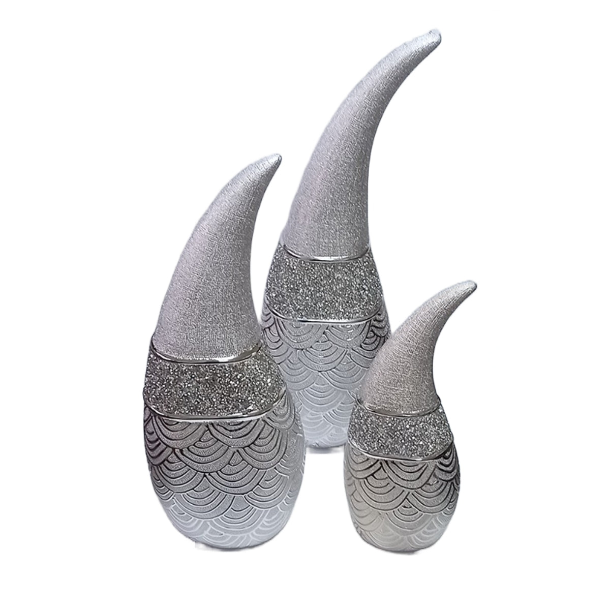 Επιτραπέζιο Διακοσμητικό με Στρας Κεραμικό Ασημί 15x13x38