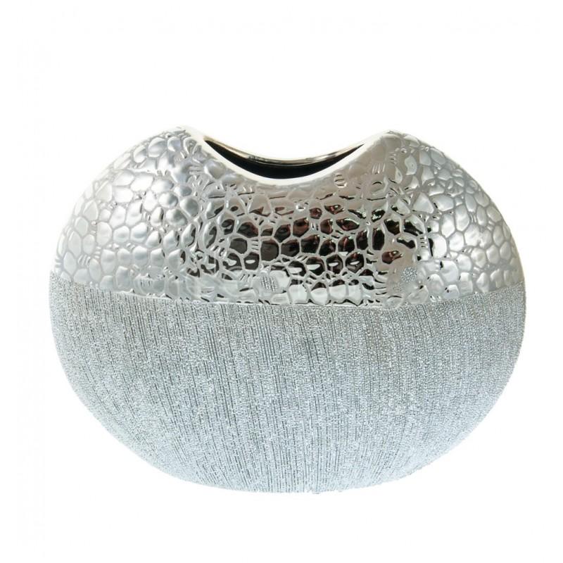 Βάζο Κεραμικό Ασημί 29x7x21