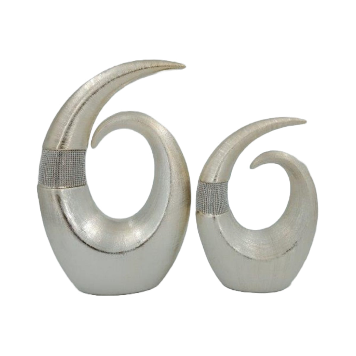 Επιτραπέζιο Διακοσμητικό με Στρας Κεραμικό Εκρού/Ασημί 26x12x39