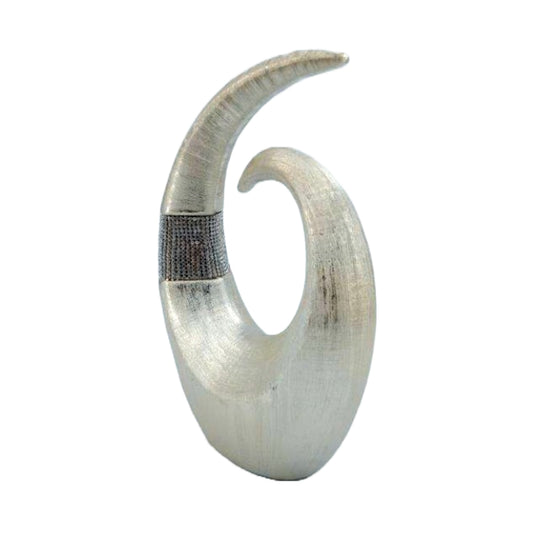 Επιτραπέζιο Διακοσμητικό με Στρας Κεραμικό Εκρού/Ασημί 20x10x30