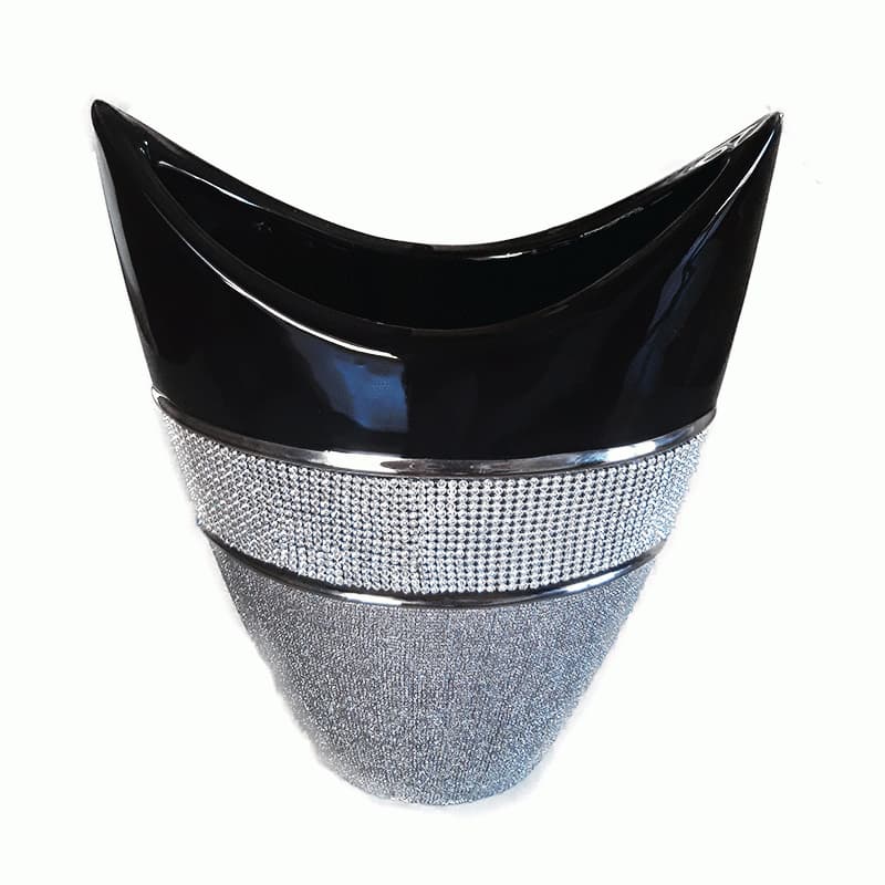 Βάζο με Στρας Κεραμικό Ασημί/Μαύρο 19x7x24