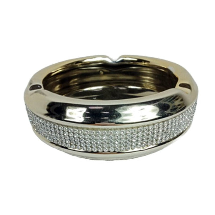 Σταχτοδοχείο με Στρας Κεραμικό Ασημί 15x15x6