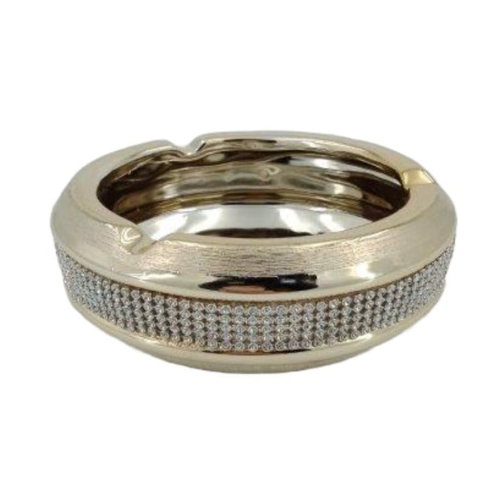 Σταχτοδοχείο με Στρας Κεραμικό Εκρού/Ασημί 15x15x6