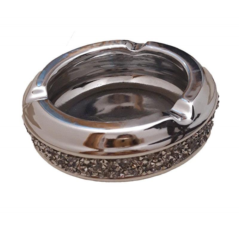 Σταχτοδοχείο Κεραμικό Ασημί 12x12x4