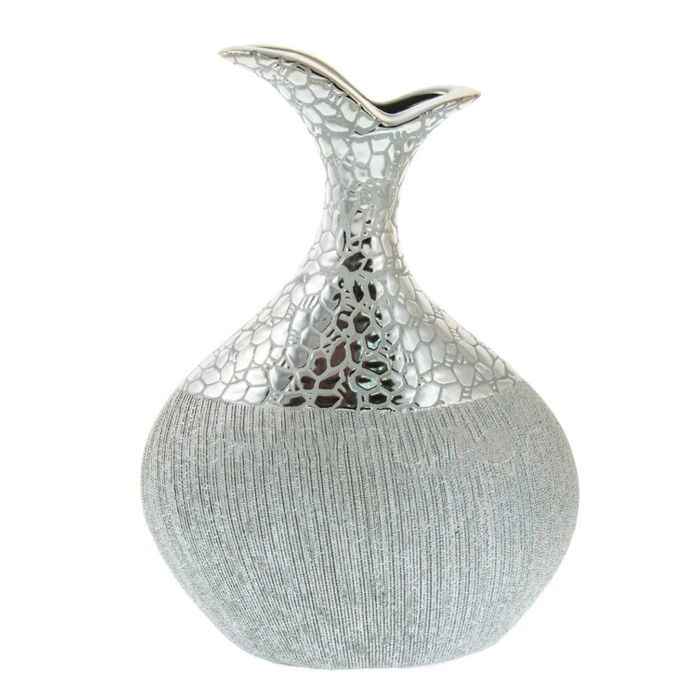 Βάζο Κεραμικό Ασημί 25x8x31