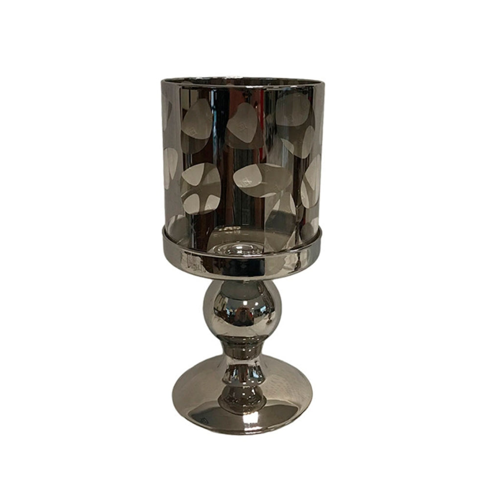 Κηροπήγιο Γυάλινο Ασημί/Διάφανο 12x12x24