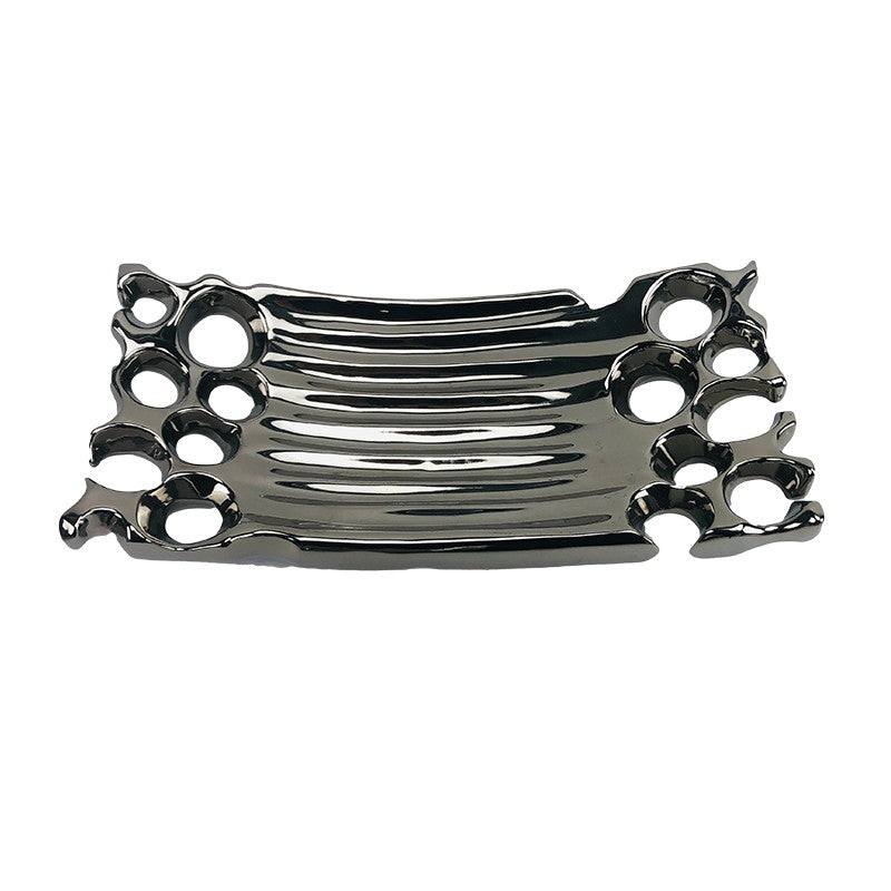 Πιατέλα Κεραμική Ασημί 35x17x9