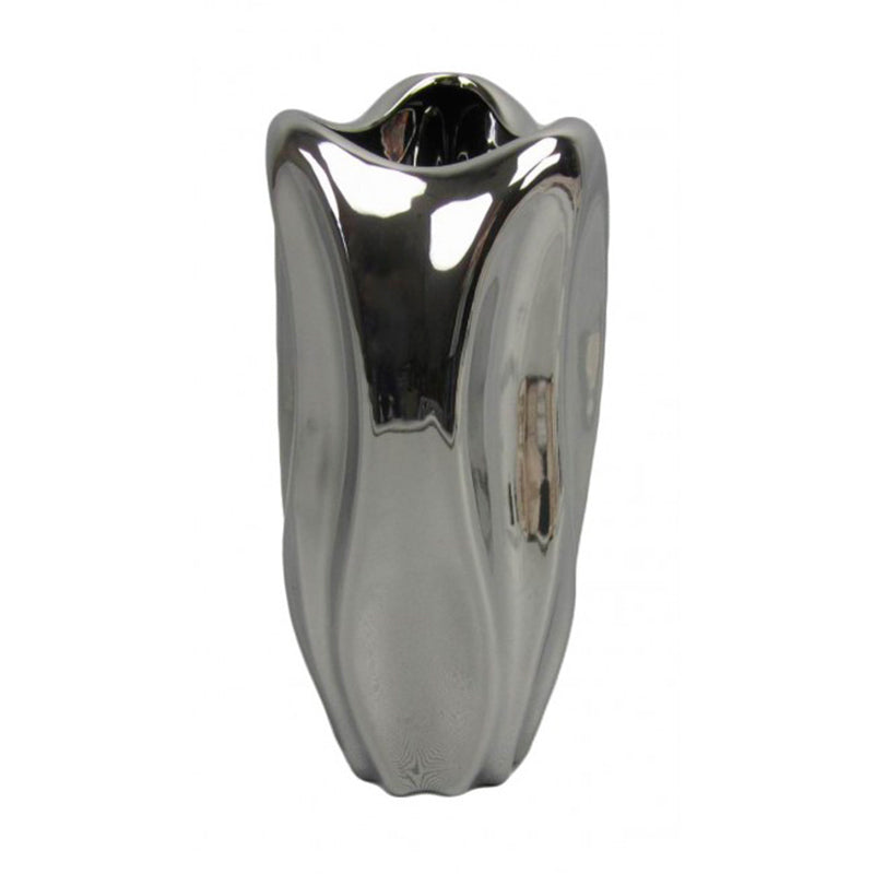 Βάζο Κεραμικό Ασημί 16x16x38