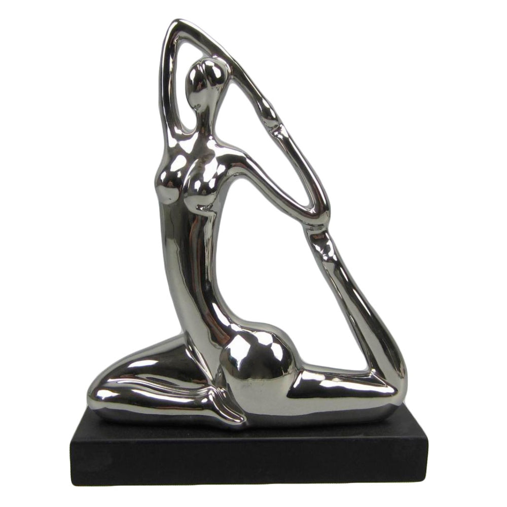 Διακοσμητική Χορεύτρια Κεραμική Ασημί/Μαύρη 27x10x35