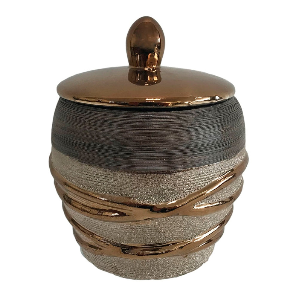 Φοντανιέρα Κεραμική Καφέ/Χρυσή 17x17x21