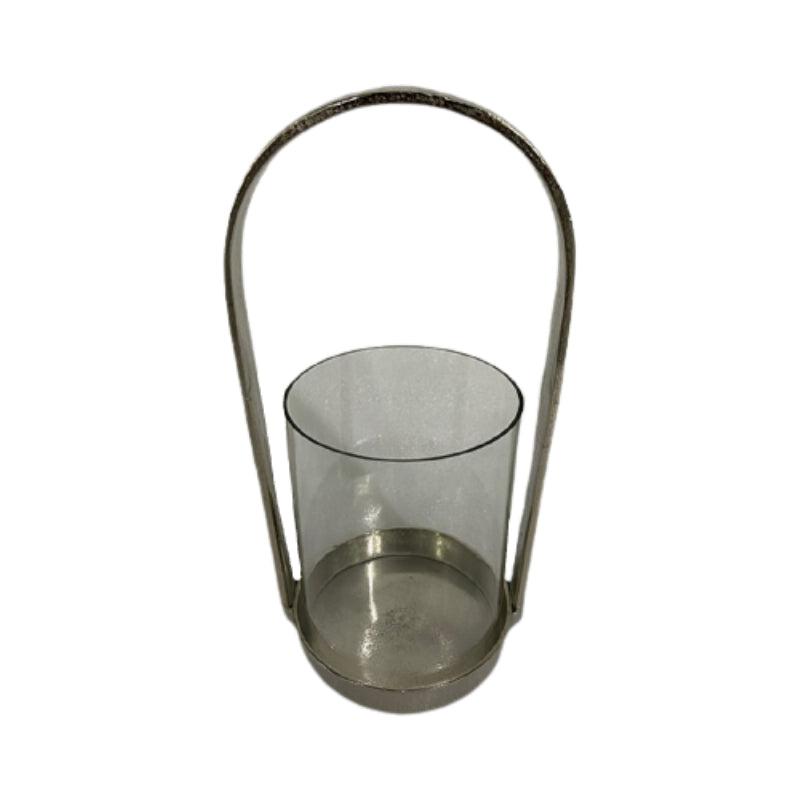 Φανάρι Μεταλλικό/Γυάλινο Ασημί/Διάφανο 18x18x37