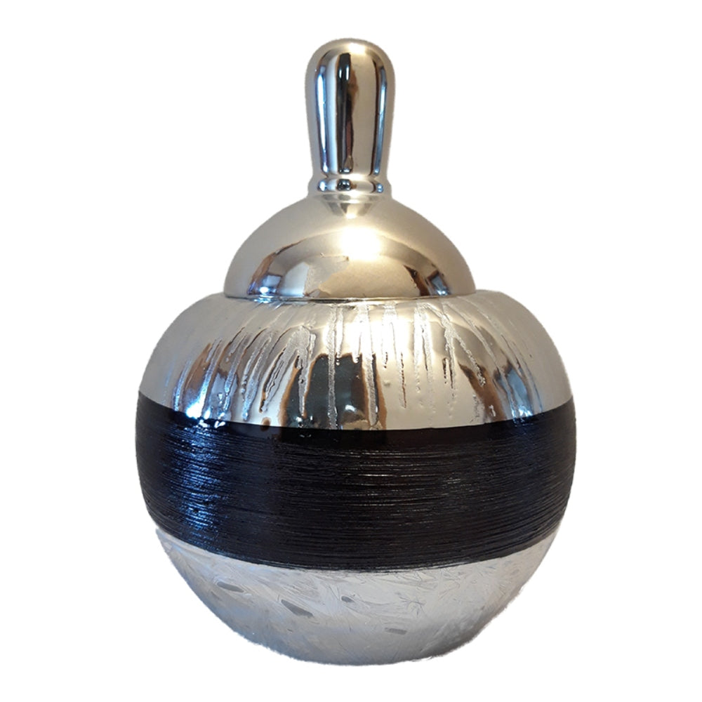 Φοντανιέρα Κεραμική Ασημί/Μαύρη 16x16x20