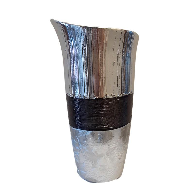 Βάζο Κεραμικό Ασημί/Μαύρο 13x12x29