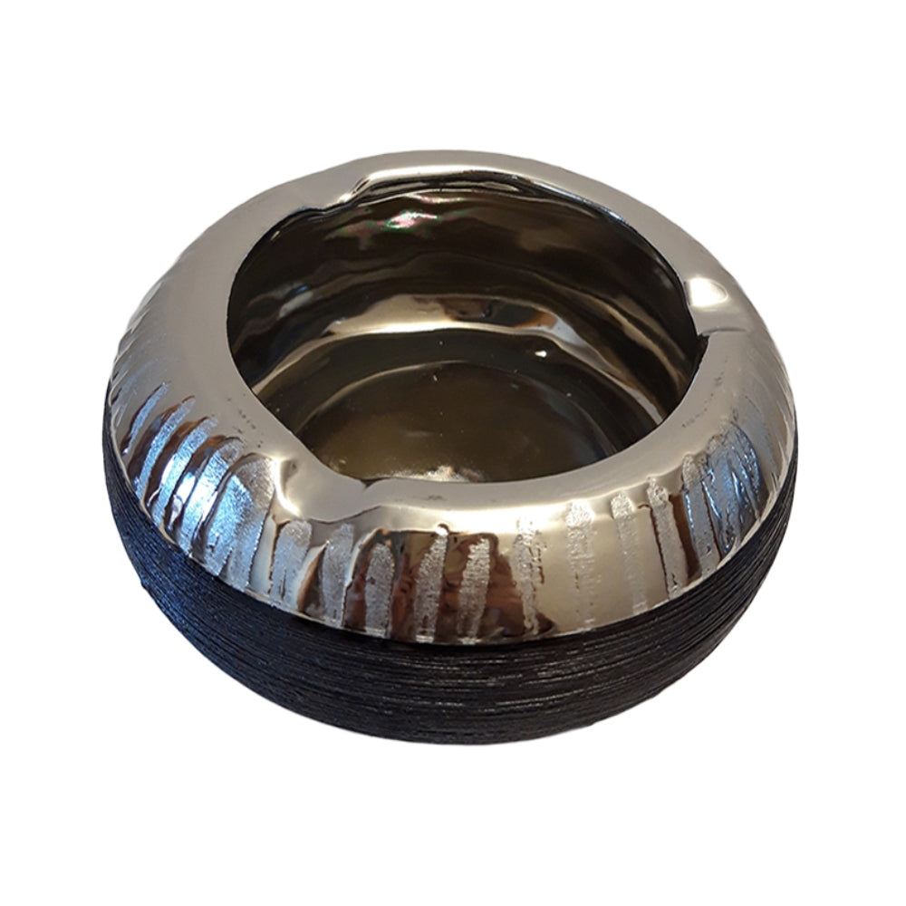 Σταχτοδοχείο Κεραμικό Ασημί/Μαύρο 15x15x4