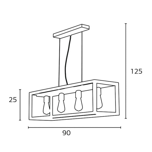 Φωτιστικό Πολύφωτο 4φ Μέταλλο Μαύρο/Ξύλο Ε27