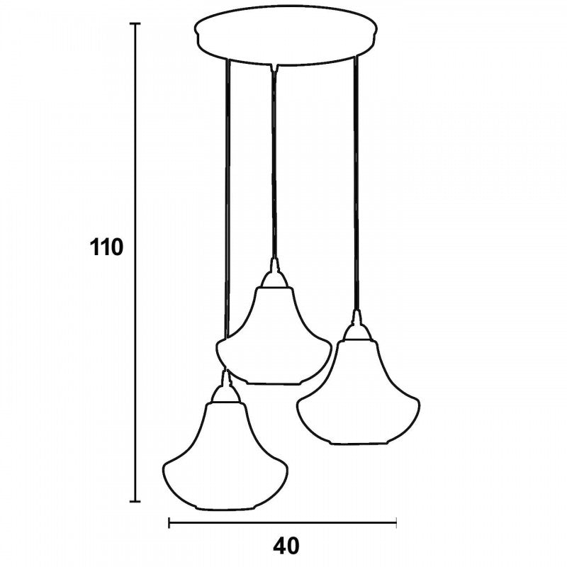 Φωτιστικό Πολύφωτο 3φ Μέταλλο/Γυαλί Ε27