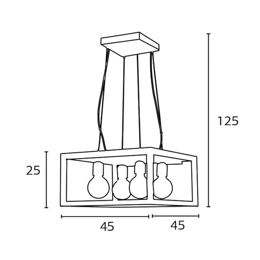 Φωτιστικό Πολύφωτο 4φ Μέταλλο Μαύρο/Ξύλο Ε27
