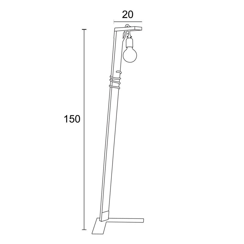 Φωτιστικό Δαπέδου Ξύλο/Σχοινί Ε27