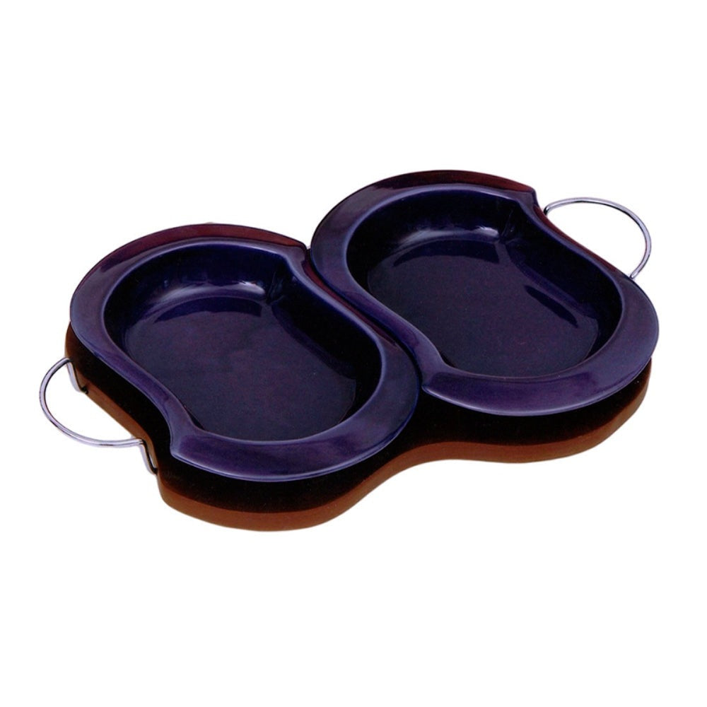 Ορντεβιέρα 2 Θέσεων Κεραμική/Ξύλινη Μωβ/Καφέ 37x21x5