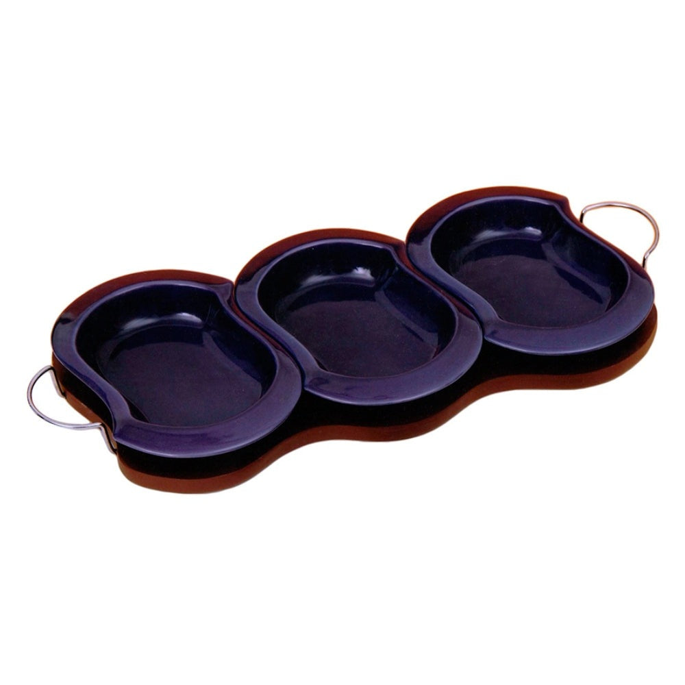 Ορντεβιέρα 3 Θέσεων Κεραμική/Ξύλινη Μωβ/Καφέ 51x21x4