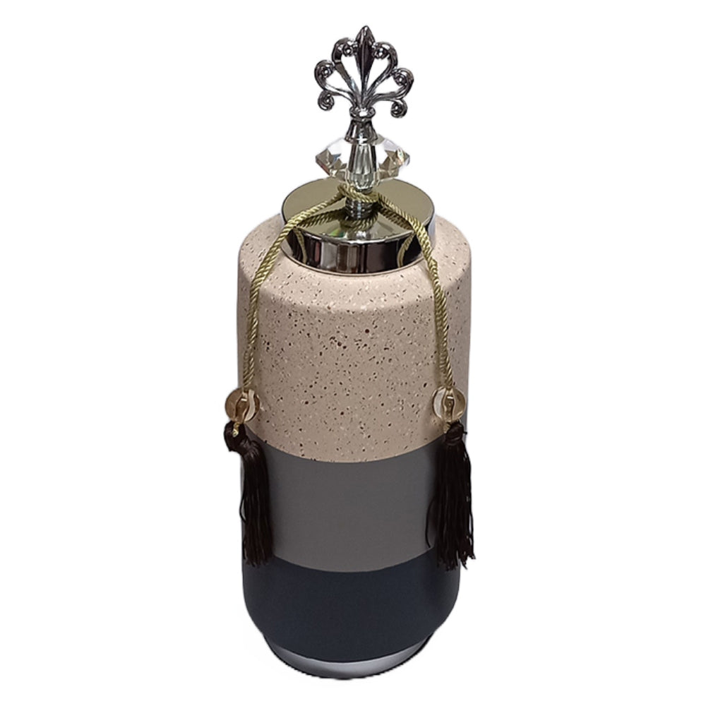 Βάζο με Καπάκι και Φούντες Κεραμικό Πολύχρωμο 14x14x37