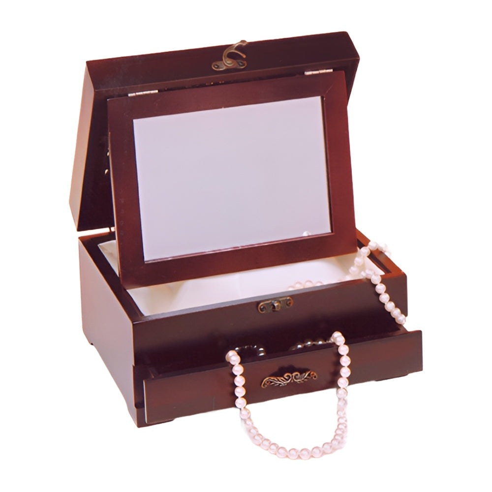 Μπιζουτιέρα με Καθρέπτη και Συρτάρι Ξύλινη Καφέ 23x13x21