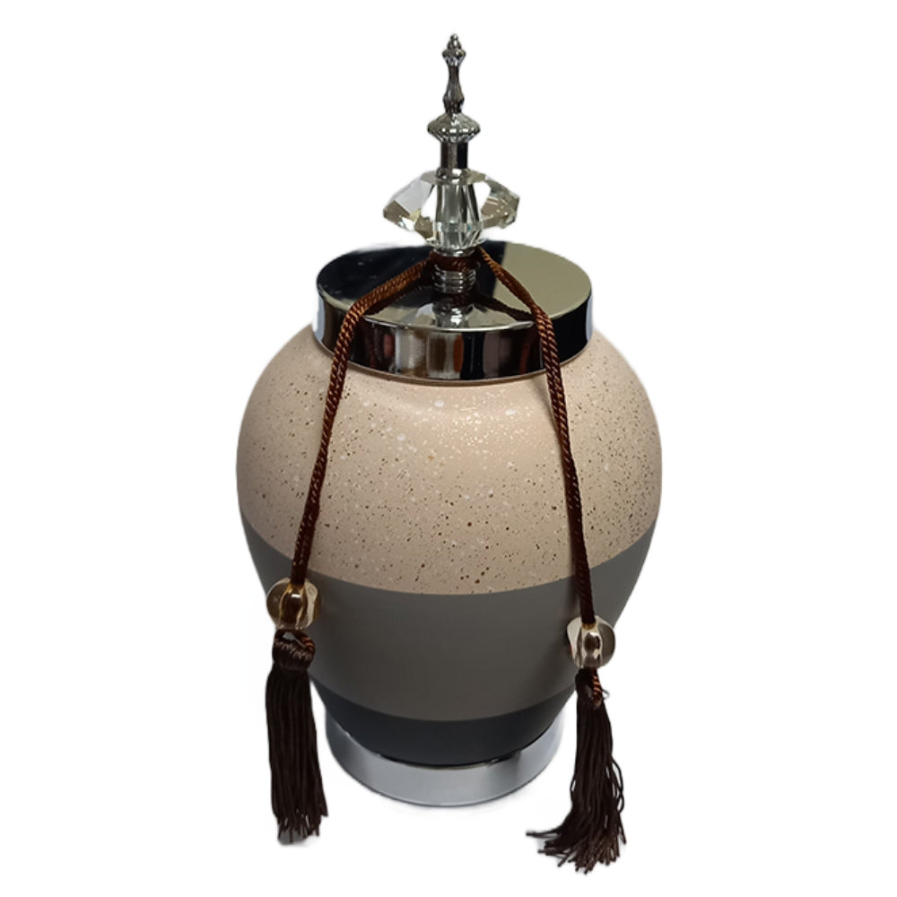 Βάζο με Καπάκι και Φούντες Κεραμικό Πολύχρωμο 18x18x34