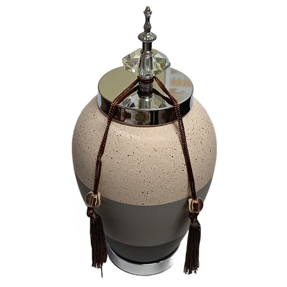 Βάζο με Καπάκι και Φούντες Κεραμικό Πολύχρωμο 18x18x39