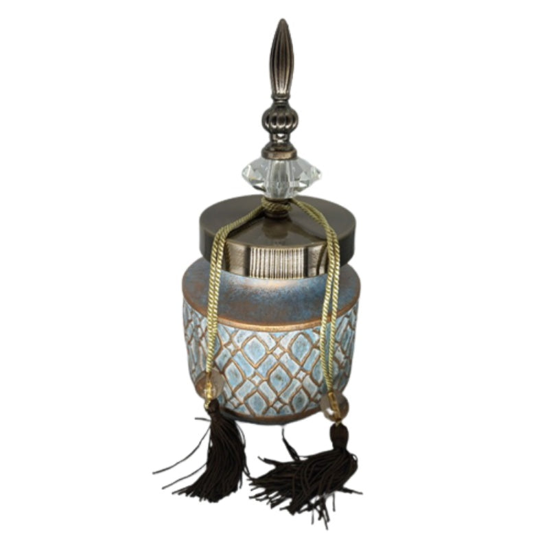 Βάζο με Καπάκι και Φούντες Κεραμικό Μπλε/Χρυσό 14x14x26