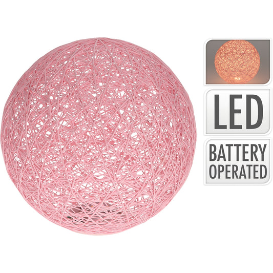 Μπάλα Με 5 LED Θερμό Φως Εσωτ. Χώρου Μπαταρίας Ροζ Πλαστικό Φ25cm